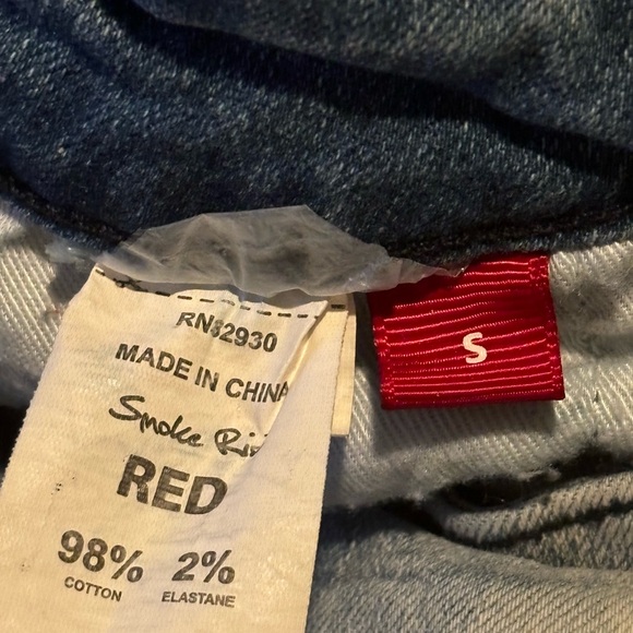 Smoke rise RED Blue wash denim stacked/ bunched - ranched pockets jeans sz small - Picture 6 of 9